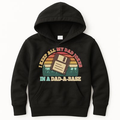 Retro I Keep All My Dad Jokes In A Dad A Base Kids Hoodie