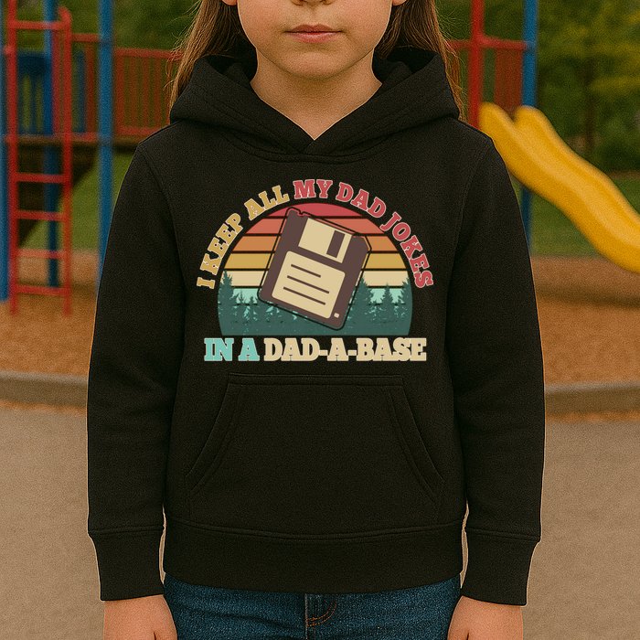 Retro I Keep All My Dad Jokes In A Dad A Base Kids Hoodie