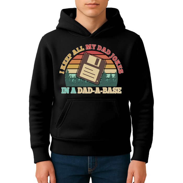 Retro I Keep All My Dad Jokes In A Dad A Base Kids Hoodie