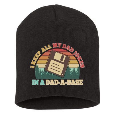Retro I Keep All My Dad Jokes In A Dad A Base Short Acrylic Beanie