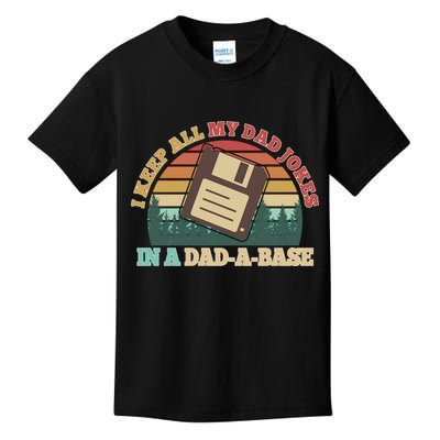 Retro I Keep All My Dad Jokes In A Dad A Base Kids T-Shirt