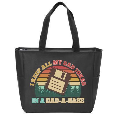 Retro I Keep All My Dad Jokes In A Dad A Base Zip Tote Bag