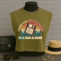 Retro I Keep All My Dad Jokes In A Dad A Base Garment-Dyed Women's Muscle Tee