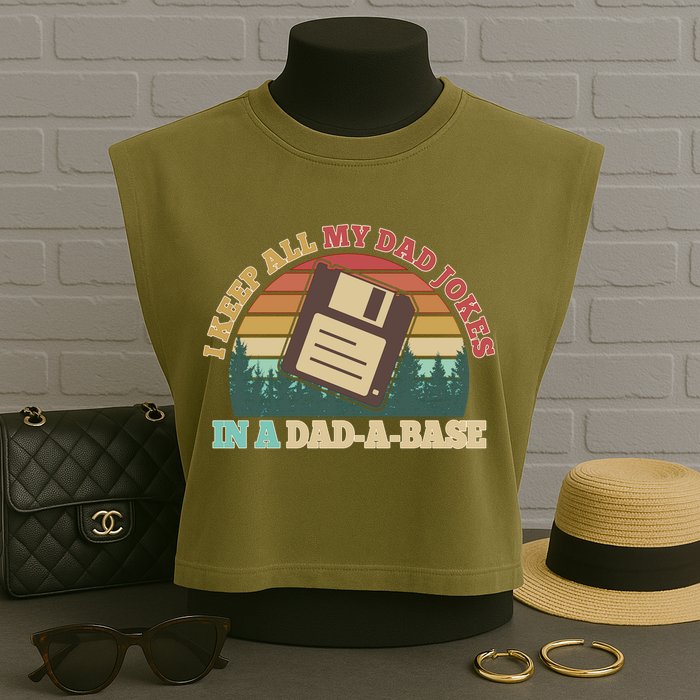 Retro I Keep All My Dad Jokes In A Dad A Base Garment-Dyed Women's Muscle Tee