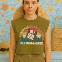 Retro I Keep All My Dad Jokes In A Dad A Base Garment-Dyed Women's Muscle Tee