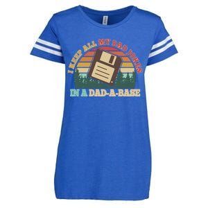 Retro I Keep All My Dad Jokes In A Dad A Base Enza Ladies Jersey Football T-Shirt