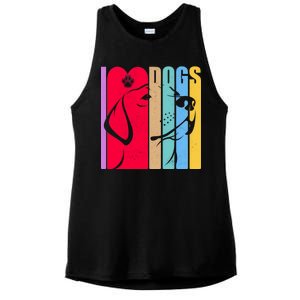 Retro I Love Dogs Ladies PosiCharge Tri-Blend Wicking Tank