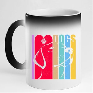 Retro I Love Dogs 11oz Black Color Changing Mug