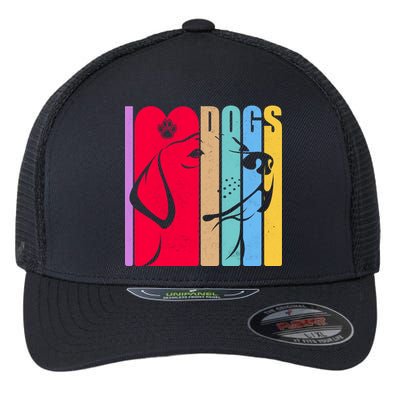 Retro I Love Dogs Flexfit Unipanel Trucker Cap