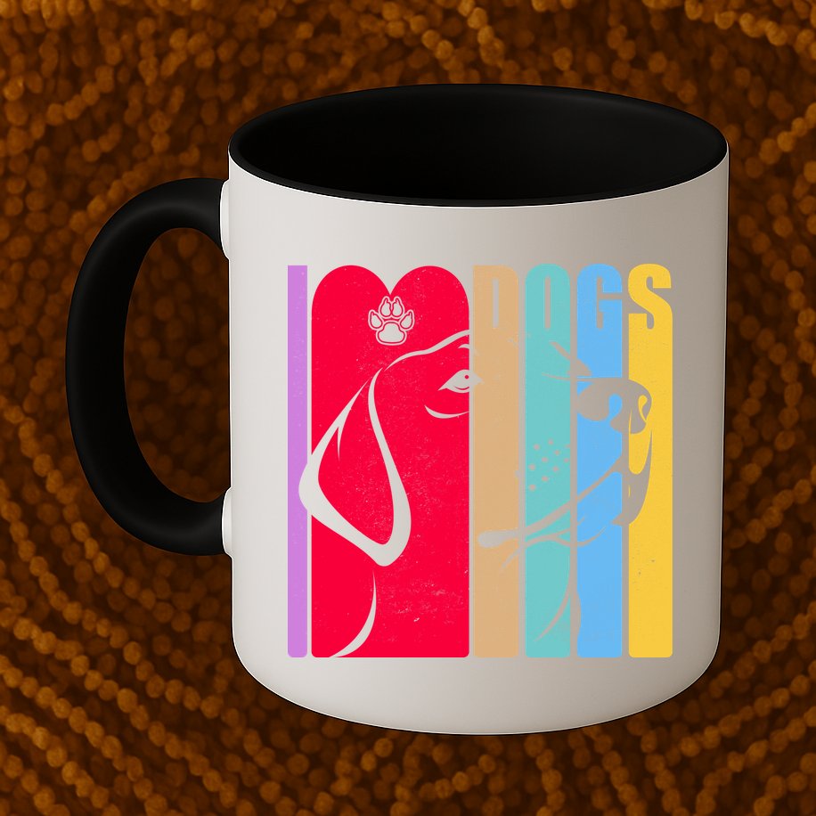 Retro I Love Dogs Mug