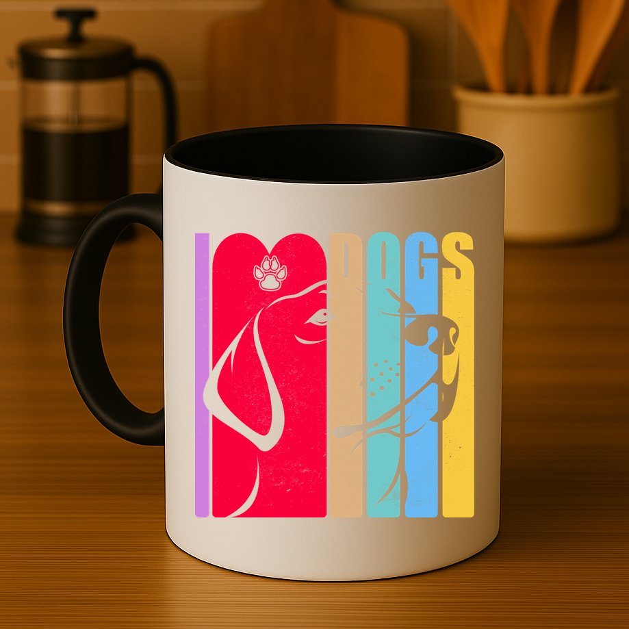 Retro I Love Dogs Mug