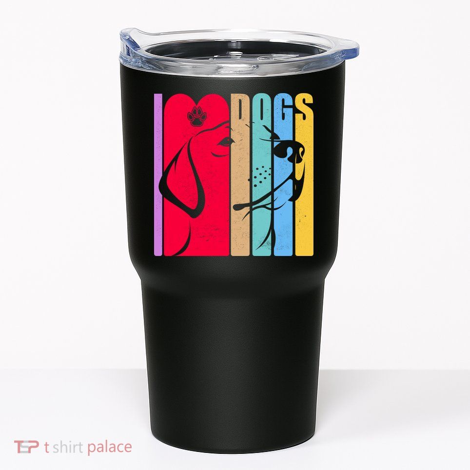 Retro I Love Dogs Tumbler
