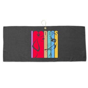 Retro I Love Dogs Large Microfiber Waffle Golf Towel