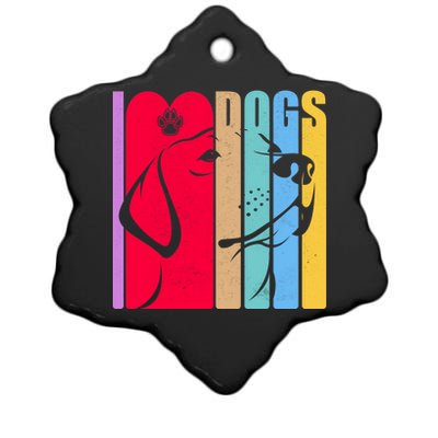 Retro I Love Dogs Ceramic Star Ornament