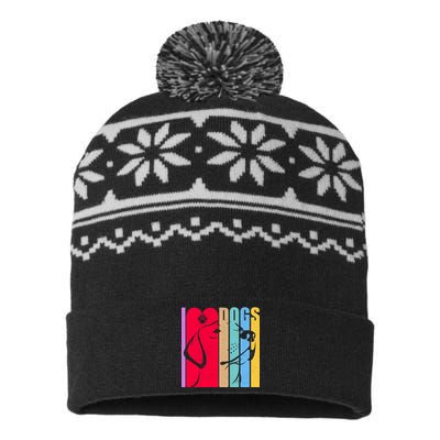 Retro I Love Dogs USA-Made Snowflake Beanie