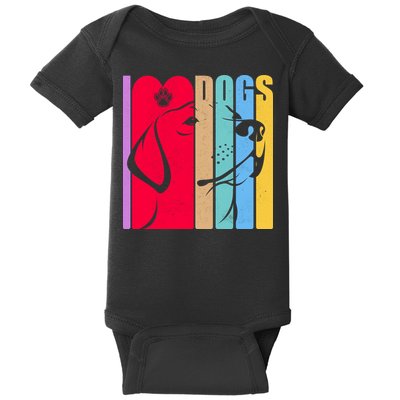 Retro I Love Dogs Baby Bodysuit