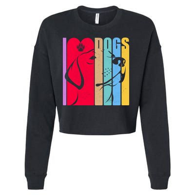 Retro I Love Dogs Cropped Pullover Crew