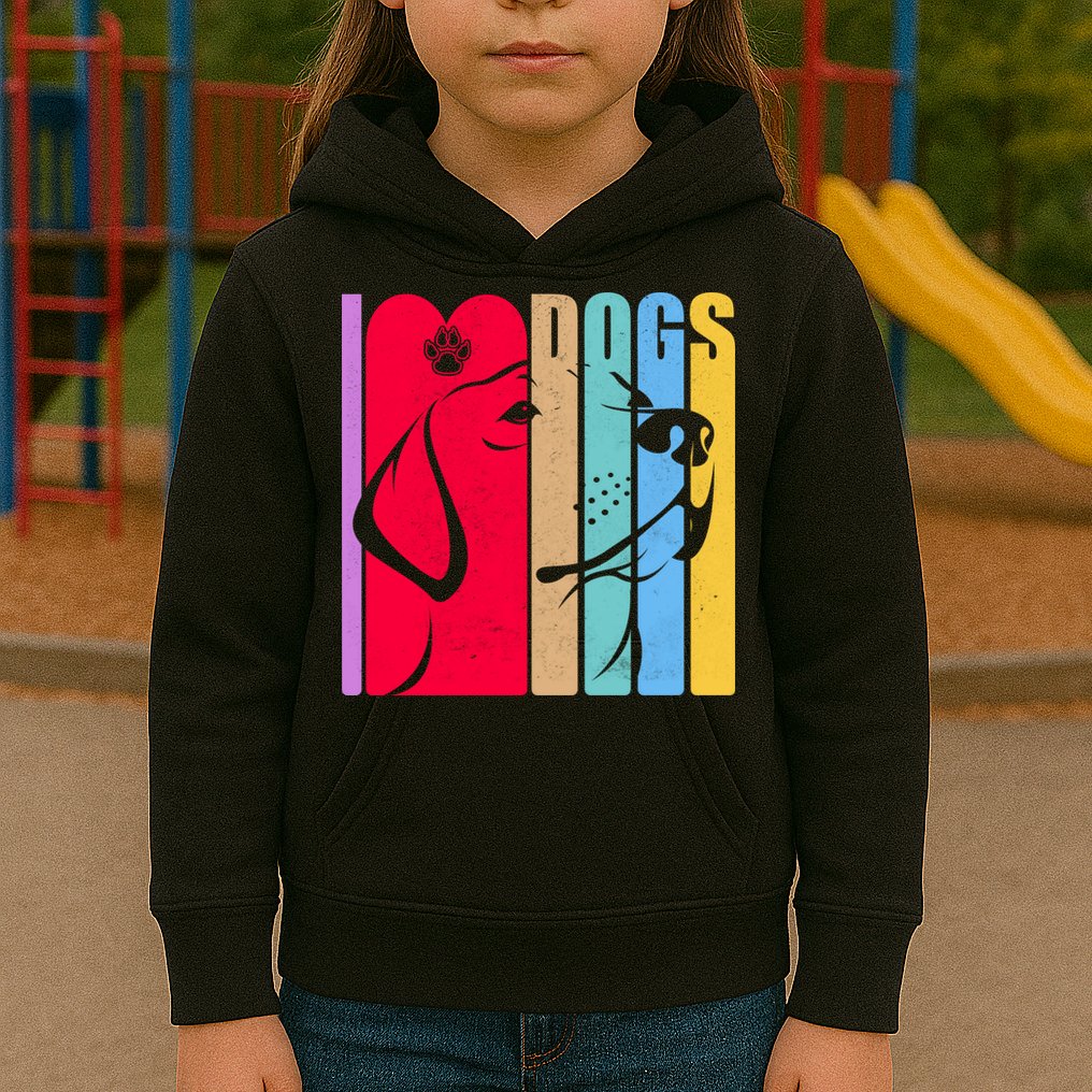 Retro I Love Dogs Kids Hoodie