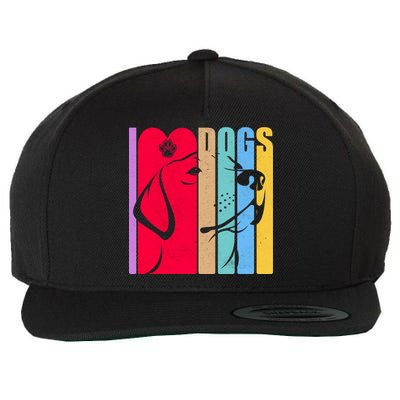 Retro I Love Dogs Wool Snapback Cap