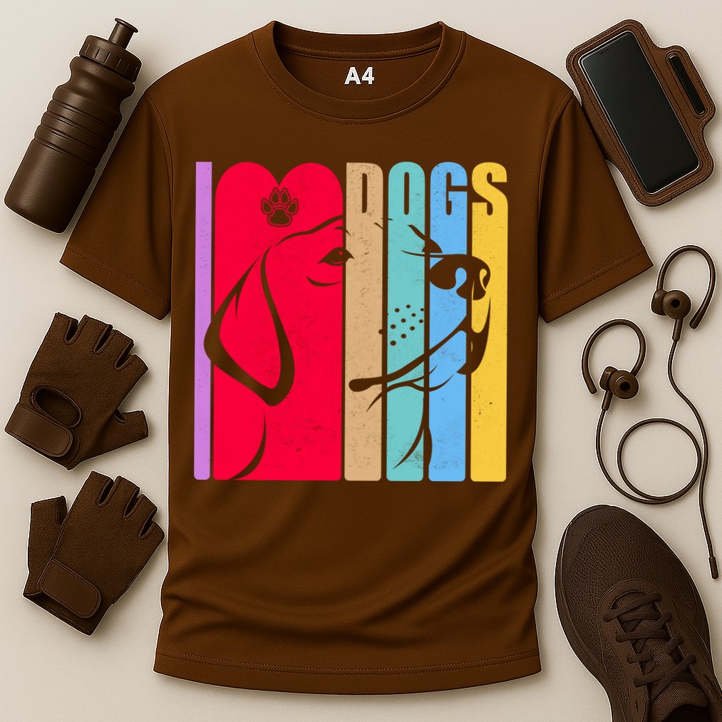 Retro I Love Dogs Cooling Performance Crew T-Shirt