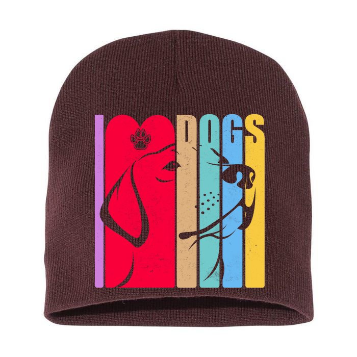 Retro I Love Dogs Short Acrylic Beanie