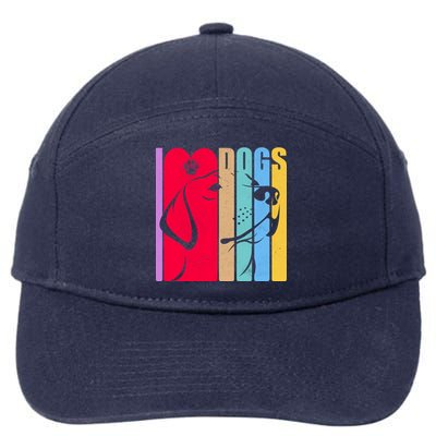 Retro I Love Dogs 7-Panel Snapback Hat