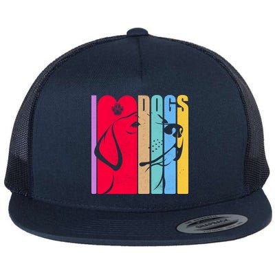 Retro I Love Dogs Flat Bill Trucker Hat