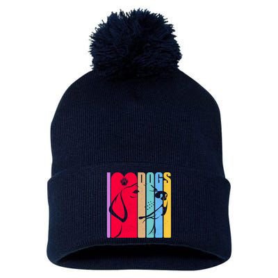 Retro I Love Dogs Pom Pom 12in Knit Beanie