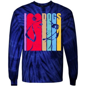 Retro I Love Dogs Tie-Dye Long Sleeve Shirt