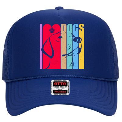 Retro I Love Dogs High Crown Mesh Back Trucker Hat