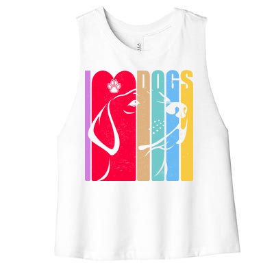 Retro I Love Dogs Women's Racerback Cropped Tank