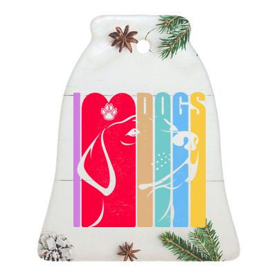 Retro I Love Dogs Ceramic Bell Ornament