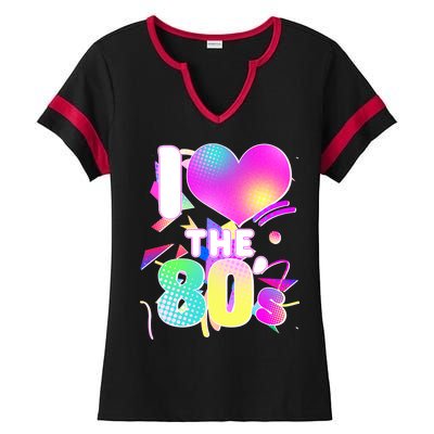 Retro I Love The 80's  Ladies Halftime Notch Neck Tee