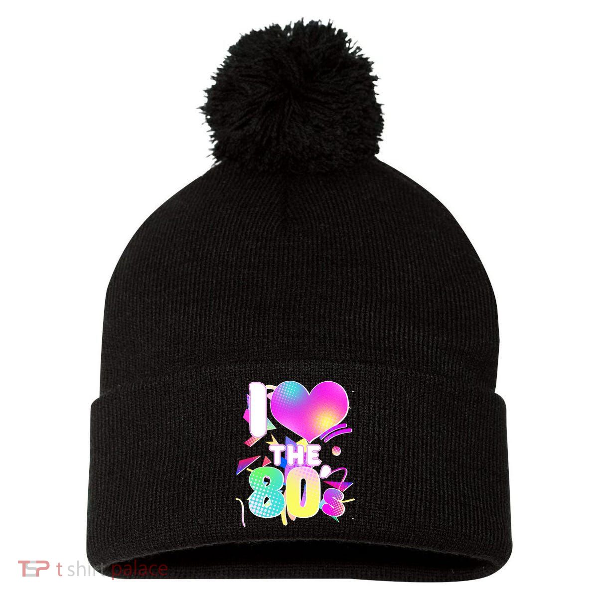 Retro I Love The 80's  Pom Pom 12in Knit Beanie