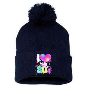 Retro I Love The 80's  Pom Pom 12in Knit Beanie