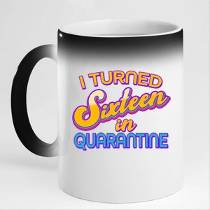 Retro I Turned Sixteen In Quarantine 11oz Black Color Changing Mug