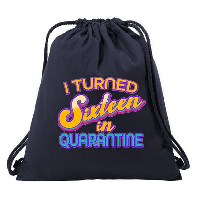Retro I Turned Sixteen In Quarantine Drawstring Bag