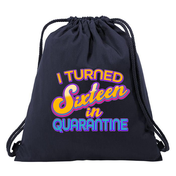 Retro I Turned Sixteen In Quarantine Drawstring Bag