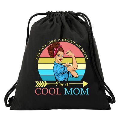 Retro I'm Not A Regular Mom I'm A Cool Mom Drawstring Bag