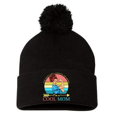 Retro I'm Not A Regular Mom I'm A Cool Mom Pom Pom 12in Knit Beanie