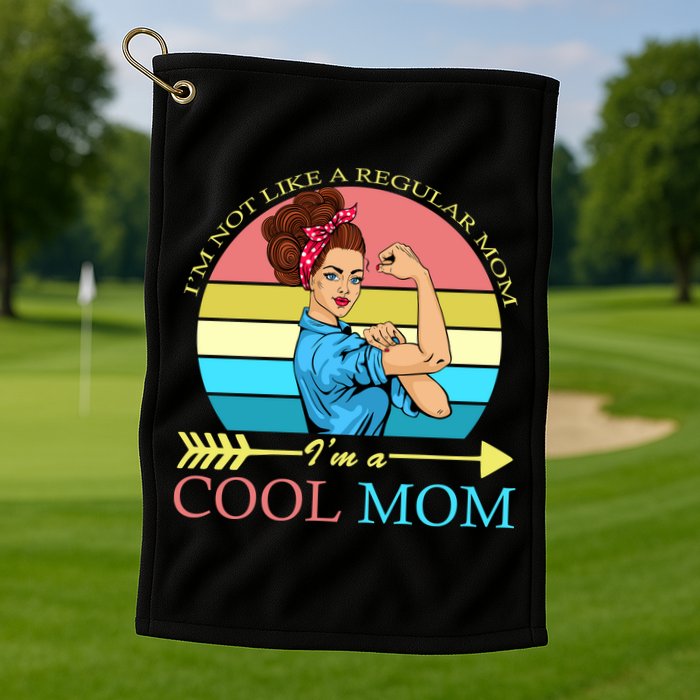 Retro I'm Not A Regular Mom I'm A Cool Mom Golf Towel