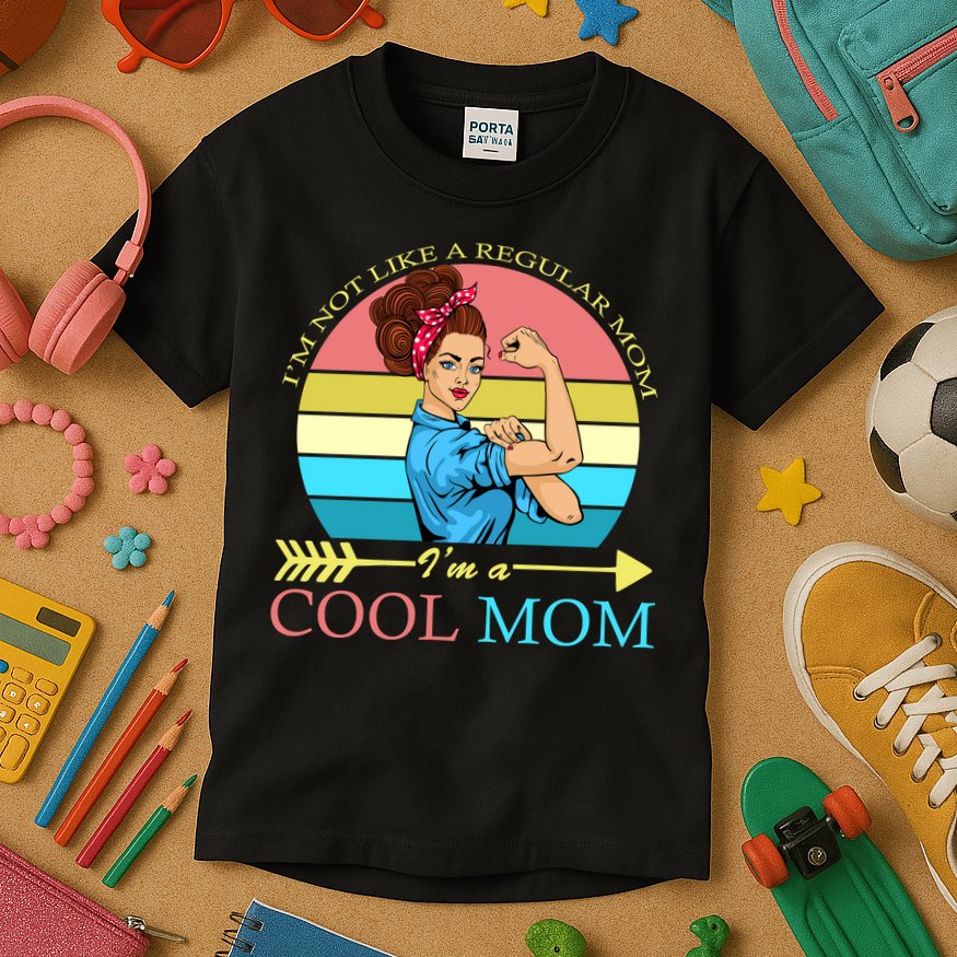 Retro I'm Not A Regular Mom I'm A Cool Mom Kids T-Shirt