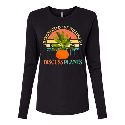 Retro Introverted But Willing To Discuss Plants Womens Cotton Relaxed Long Sleeve T-Shirt