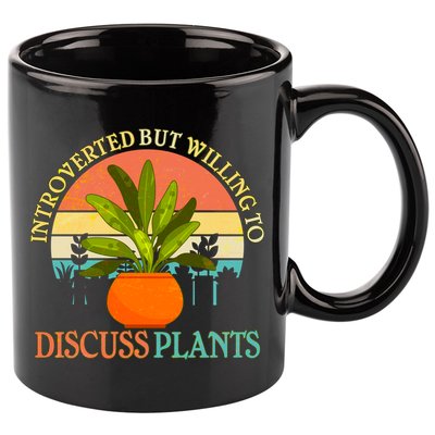 Retro Introverted But Willing To Discuss Plants 11oz C Handle Ceramic Mug