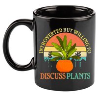 Retro Introverted But Willing To Discuss Plants 11oz C Handle Ceramic Mug