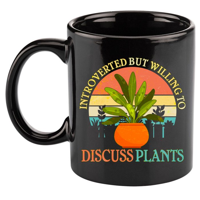 Retro Introverted But Willing To Discuss Plants 11oz C Handle Ceramic Mug
