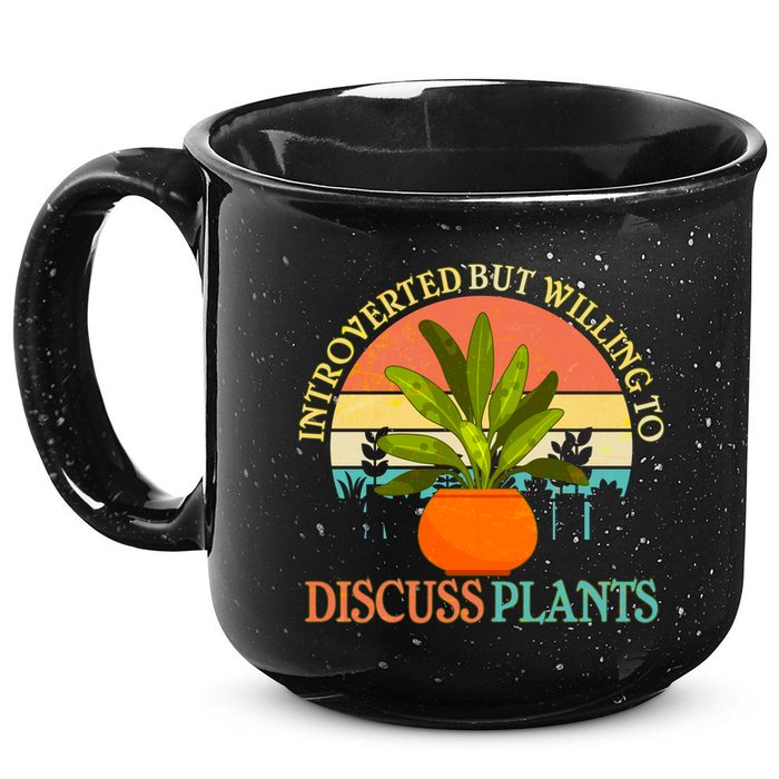 Retro Introverted But Willing To Discuss Plants 15oz Campfire Ceramic Mug