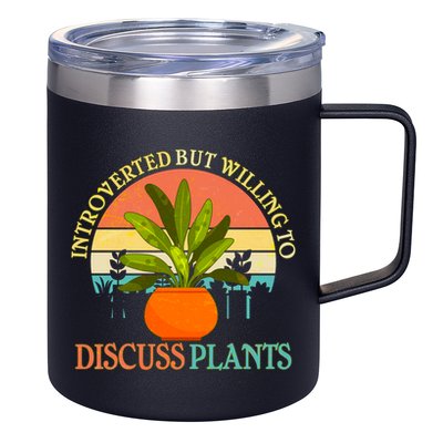 Retro Introverted But Willing To Discuss Plants 12oz Stainless Steel Coffee Mug