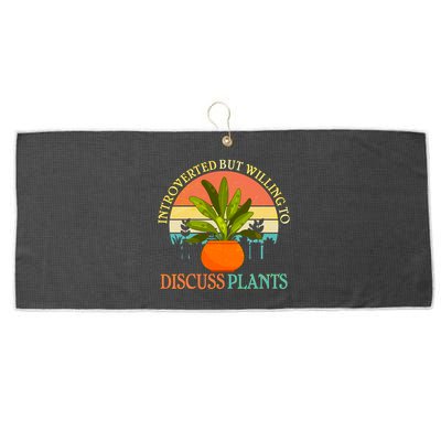 Retro Introverted But Willing To Discuss Plants Large Microfiber Waffle Golf Towel