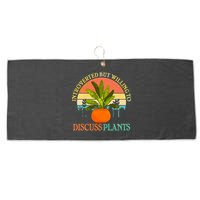Retro Introverted But Willing To Discuss Plants Large Microfiber Waffle Golf Towel